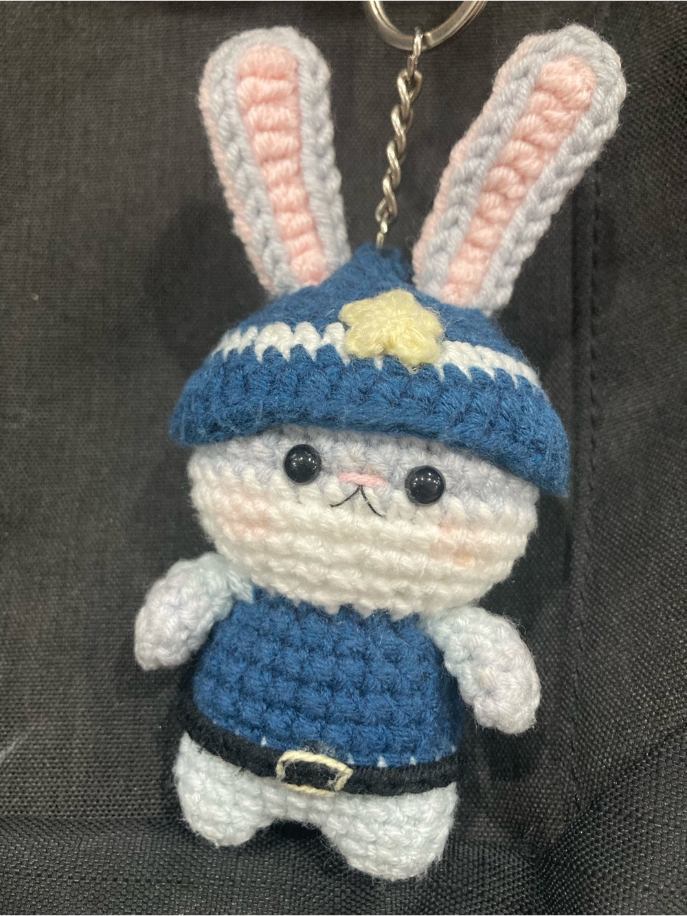 Handmade Judy Blue Bunny Crochet Keychain Plush for Accessories